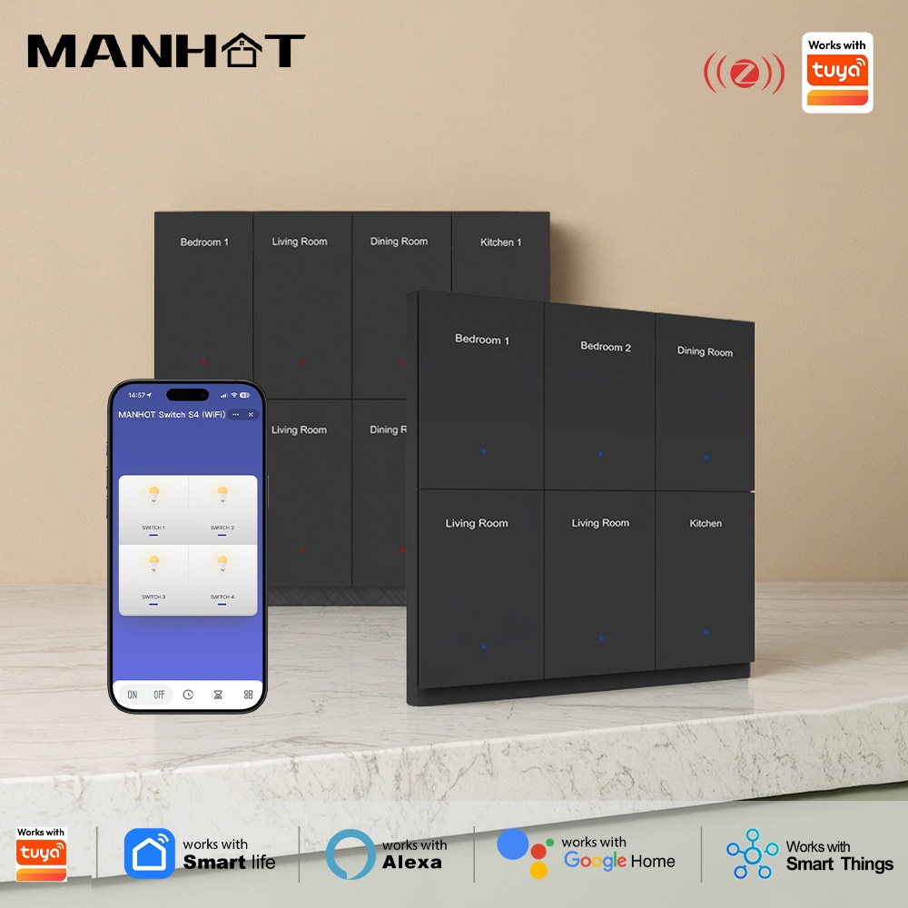 Smart Home Button - Manhot DIY Name Switch Zigbee Smart
