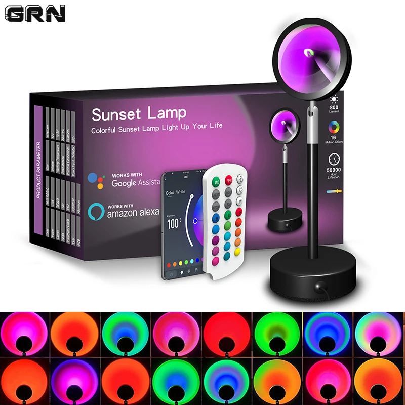 Smart Home Room - Smart LED Sunset Lamp Colorful Changing