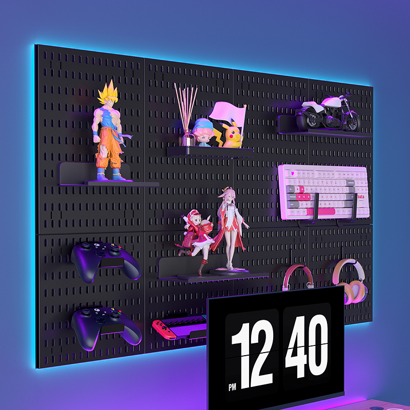 Smart Home Room - Wall-mounted Pegboard, Drill-free Storage Organizer For