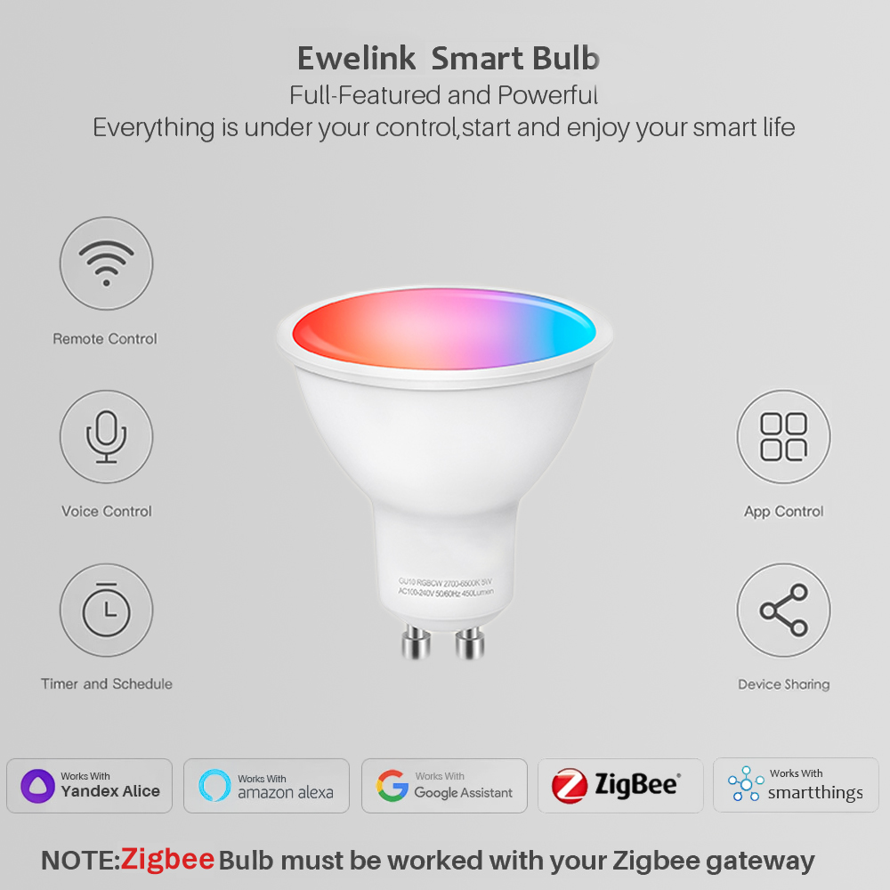 Ewelink GU10 Zigbee LED Bulbs  - Smart Home Yandex review and price