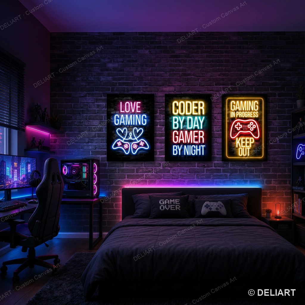 1 & 3 PCS Neon Gaming Quotes C - Smart Home Poster review and price